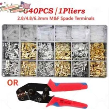 540Pcs Male Female Spade Wire Connector Crimp Terminal Kit for Car Audio Speaker