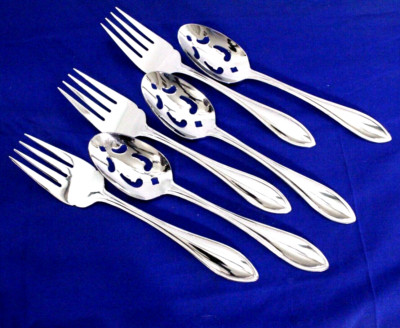 6,  BEAUTIFUL SERVING PIECES OF  RSVP,  RXV5 GLOSSY BEADED 18/10  STAINLESS