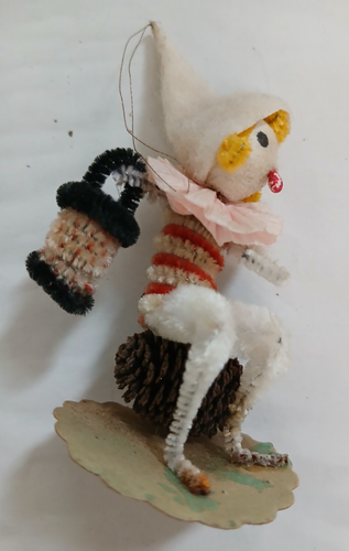 Pixie Elf Pipe Cleaner Chenille Figure Christmas Felt Hat Ornament Vintage 3" H - Picture 5 of 11