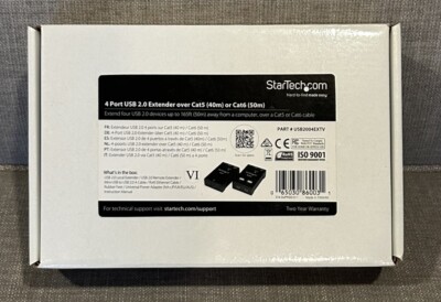 StarTech.com 4-Port USB 2.0 Extender 130ft (40m) USB Over Cat5/Cat6 Extender NIB