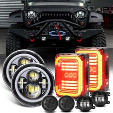 8pcs 7 Round Led Headlightstailturnfog Lights Kit For Jeep Wrangler Jk 07-18 8pcs 7 Round Led Headlightstailturnfog Lights Kit For Jeep Wrangler Jk 07-18