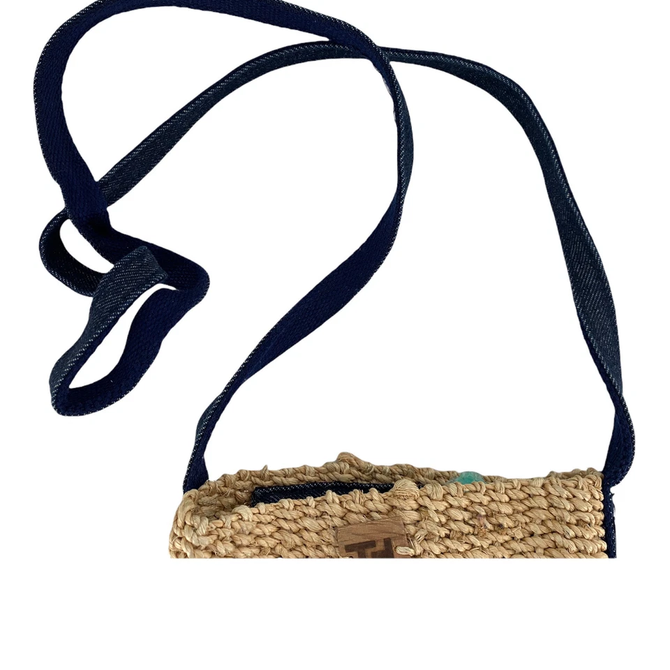 De Colección Tommy Hilfiger Años 90 Y2K Denim Tejido Paja Cesta Bolso Bolso Cartera Mini Bolso de Mano Foto 4 de 4
