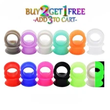 Pair 26MM-50MM SILICONE EYELET TUNNELS Double Flare Gauges Thin Large Ear 1029