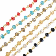 5 Strands Handmade Rondelle Glass Beads Chains Necklaces Bracelets Making 39.3"