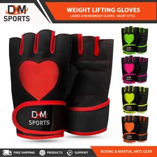 Ladies Heart Style Gym Workout Gloves Paded Weight Lifting Glove with Wrist Wrap
