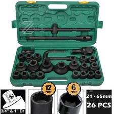 STECKSCHLÜSSELSATZ 26-TLG 3/4" & 1" 21-65mm STECKNÜSSE NUSSKASTEN PKW LKW AUTO