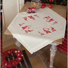 Gnome Magic Cross Stitch Tablecloth Kit - Whimsical 32" x 32" DIY Embroidery Set