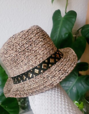 Vintage Italian Fedora Panama Hut Sommerhut Cap Hat Haube Strandhut Käppi 