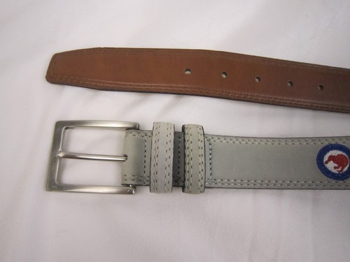 YRI Kauri Cliffs Leather/Suede Gray Waist Belt Size 32 with Brass Buckle - Used - Picture 2 of 6