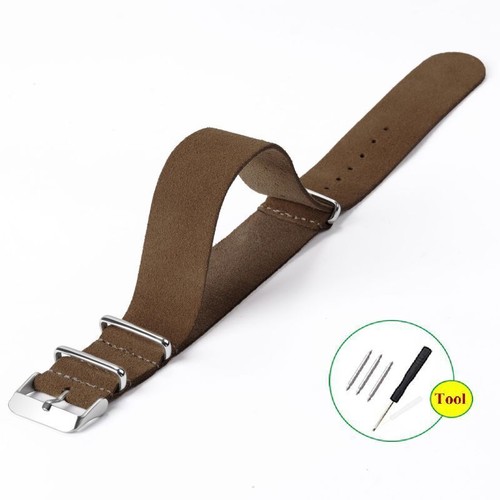 One Piece Soft Suede Genuine Leather Watch Strap Band 20mm 22mm Bracelet Belt - Picture 18 of 18
