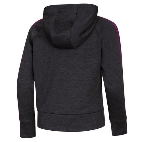 adidas Big Girls' 3-Stripe Melange Hooded Jacket BLACK WITH PURPLE LARGE NWT - Picture 2 of 2