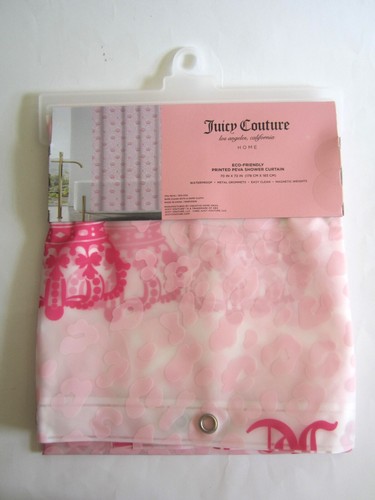 Juicy Couture Pink Animal Print Crown Eco-Friendly Printed PEVA Shower Curtain - 第 2/5 張圖片