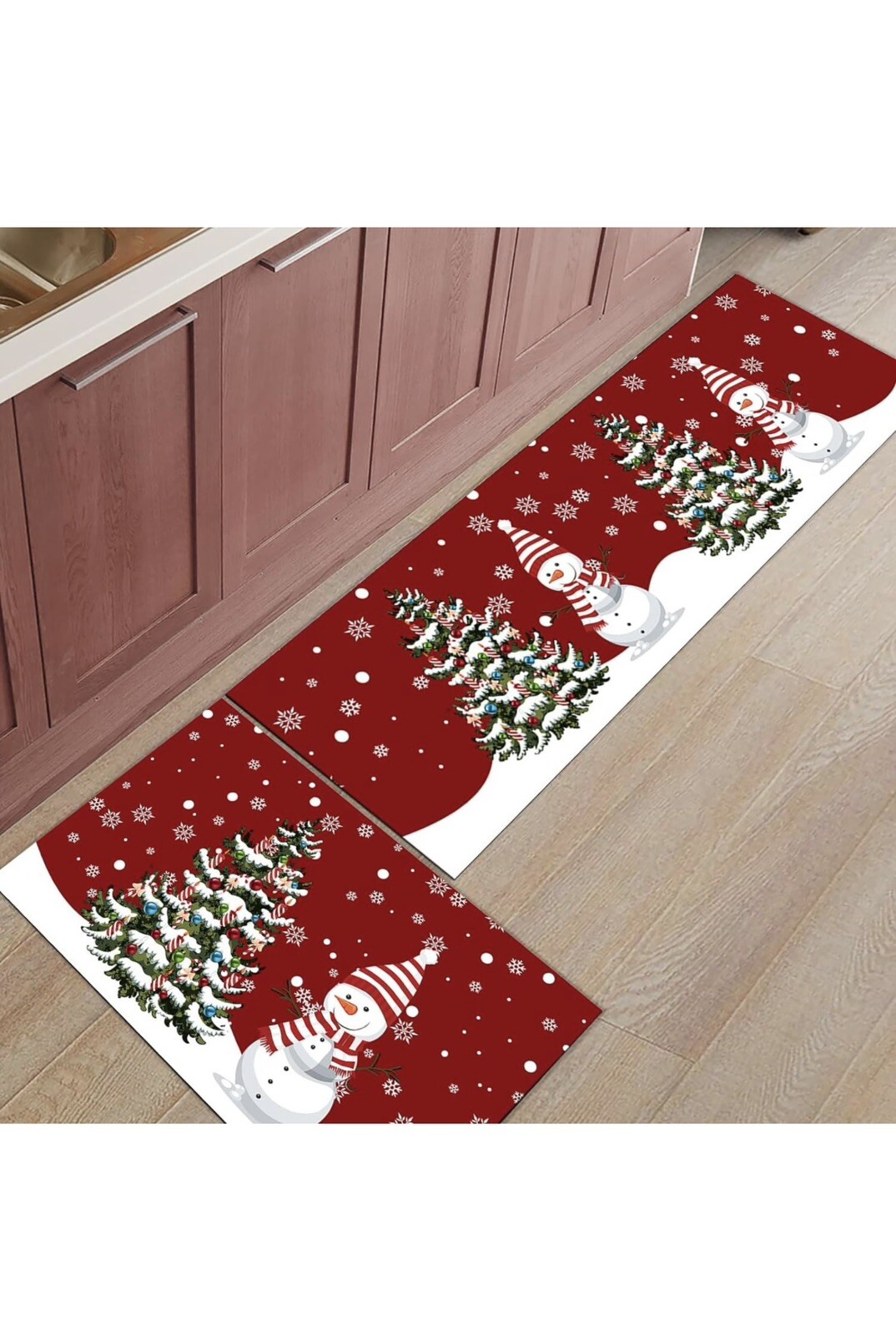 Kitchen Rugs Set of 2 Mats Christmas Tree eBay