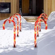 22" Christmas Cane Candy Lights Pathway Markers Warm White Lights Holiday Decor