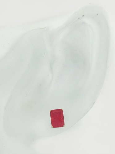 GENUINE 2.28 Cts RUBY STUD EARRINGS 14K YELLOW GOLD -Free Certificate Appraisal - Picture 3 of 7