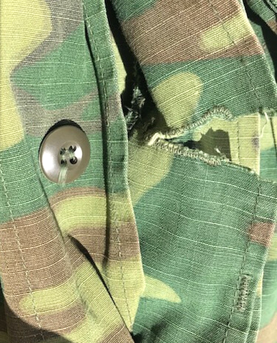 1969 VIETNAM ERA ERDL JUNGLE JACKET: Green-Dominant, Poplin, Slant Pocket, S-R - Picture 5 of 6