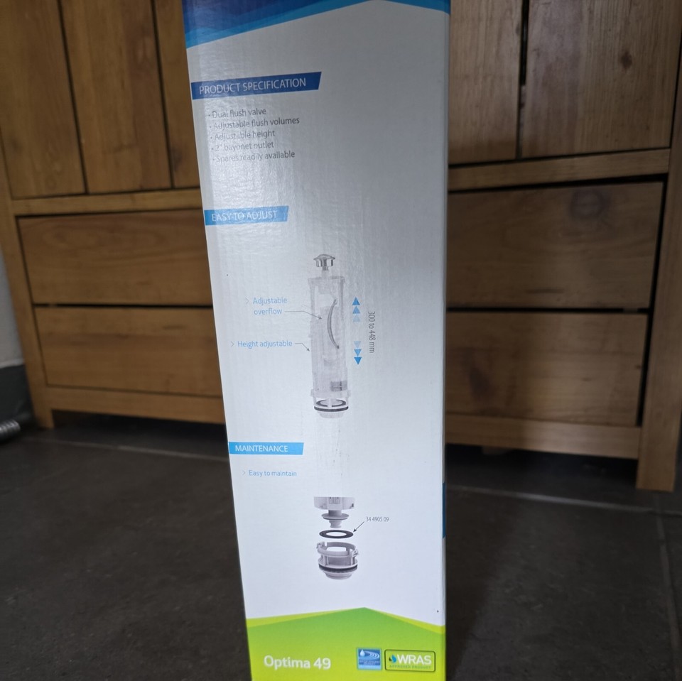 SIAMP Optima 49 Toilet Cistern Outlet Valve with Dual Flush Push Button