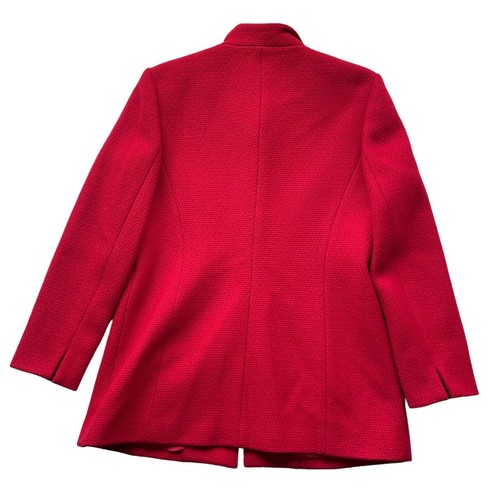 Talbots Wool Tweed Peacoat Ruby Red Size 10 NWOT Elegant Statement Pea Coat - Picture 10 of 12