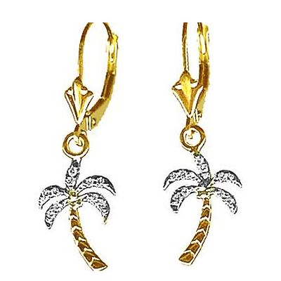 14K Rotgold Diamant Palme Ohrring. D 0,08 Karat Länge: 1 1/4'' E2063-78