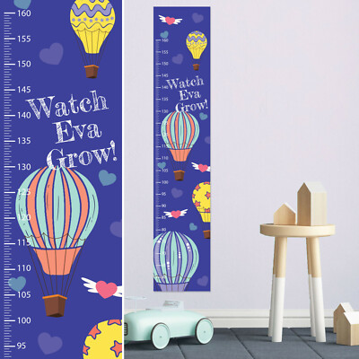 Personalised FABRIC Height Growth Chart Kids Travel Hot Air Balloon Name DOB