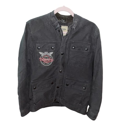 TRIUMPH Motorcycle LUCKY BRAND Limited Edition Gray Canvas Jacket - Mens Small - Picture 12 of 17