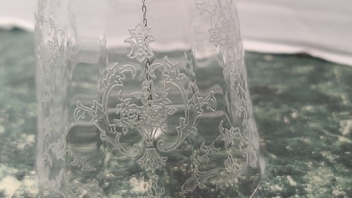 Vintage Fostoria Navarre Etched Bell Glass Clapper Ball - Picture 2 of 3