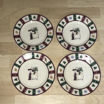 Pfaltzgraff Polar Snow Bear Salad Plates Christmas Tree