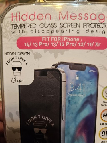 Hidden Message Tempered Glass Screen Protector iPhone 14 /13, 12 Pro, 12/ 11/XR - 第 2/5 張圖片