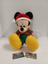 DISNEY MICKEY MOUSE CHRISTMAS HOLIDAY PLUSH STUFFED 19" RED GREEN MATTEL