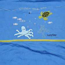 Baby Gap Blue Green Vintage 2005 Blanket Turtle Octopus Fish Boy Cotton Sea