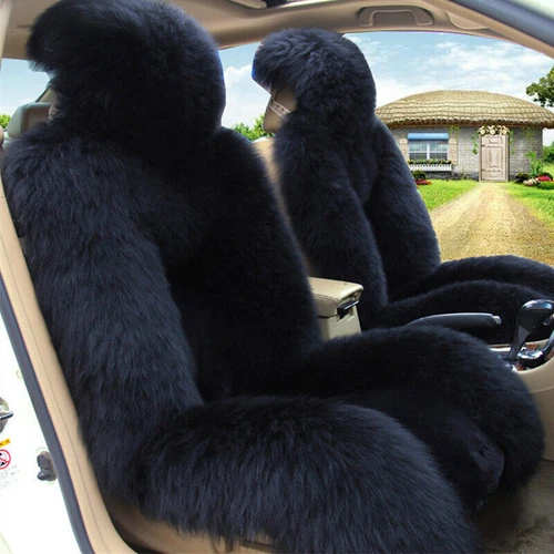 2PCS Genuine Australian Sheepskin Fur Long Wool Car SUV Front Seat Cover Winter - Picture 2 of 18