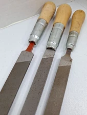 Vintage Nicholson File Flat Bastard Smooth Simonds Nucut 80 Wood Handle Lot of 3