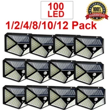 12x Solar Power 100LED Light PIR Motion Sensor Outdoor Security Lamp Wall Garden