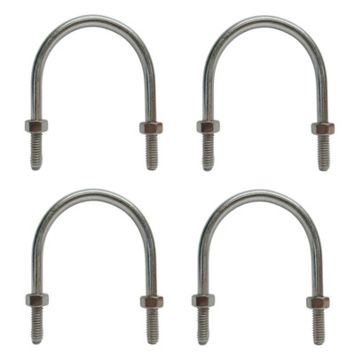 Stainless Steel U Bolt, 3.25''L, 1/4''-20 Thread With 2 Hex Nuts,450 Lbs WLL 4 Pcs