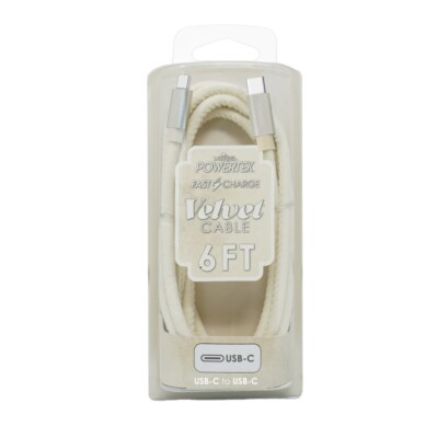 #ad LIQUEPEL POWERTEK FAST CHARGE VELVET CABLE 6FT USB C to USB C Cream $17.99