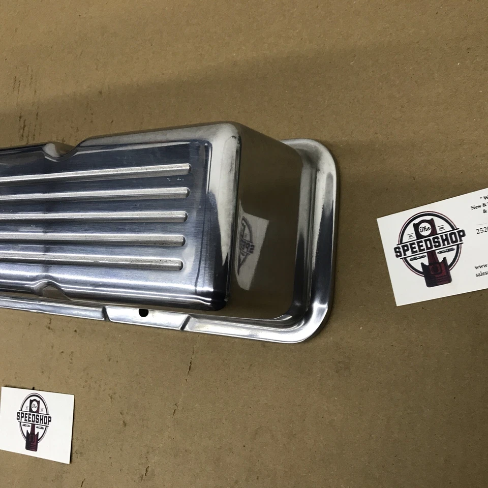 Cubierta de válvula de aluminio pulido fresado con bola alta para bloque pequeño Chevy individual Foto 3 de 4