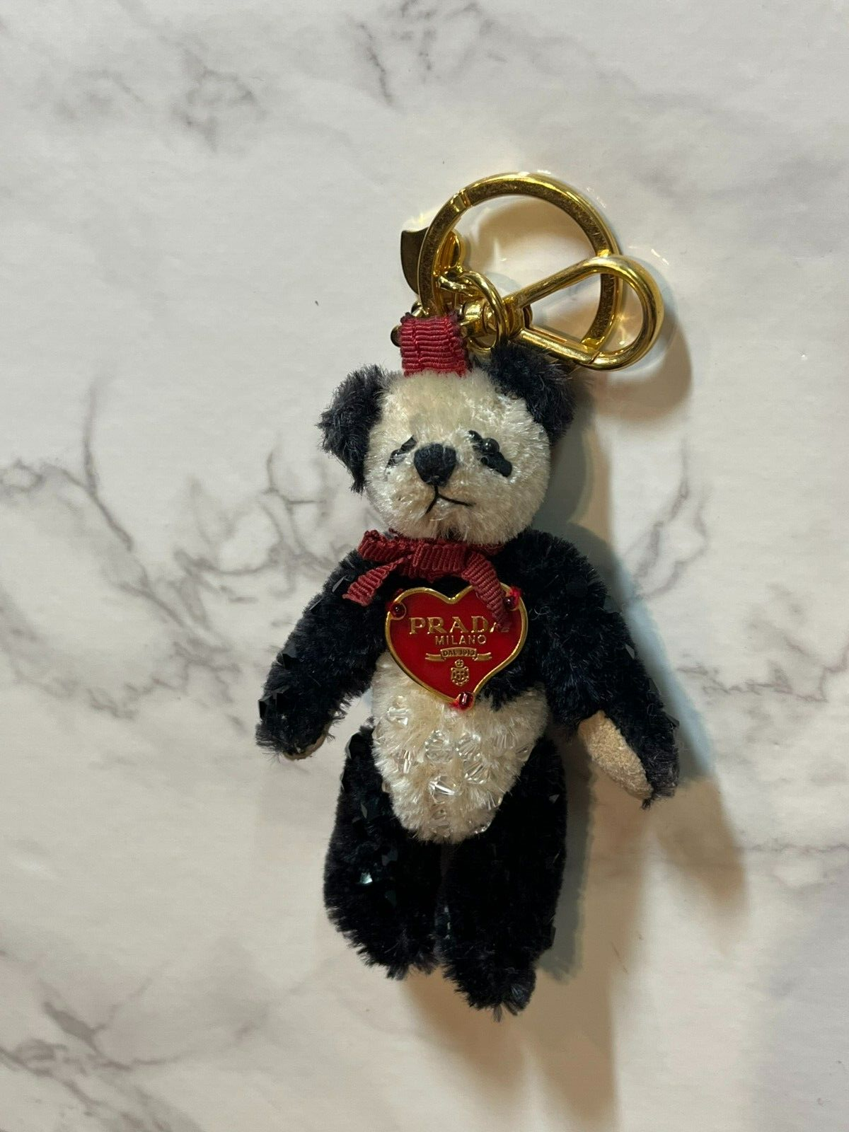 Hvornår Æsel Ordliste PRADA Key ring Key holder chain Bag charm AUTH Panda Pink Heart Plate Cute  F/S | eBay