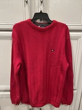 Vintage Chaps Ralph Lauren Men's Sweater Red HandFramed Knit Pullover Size Large