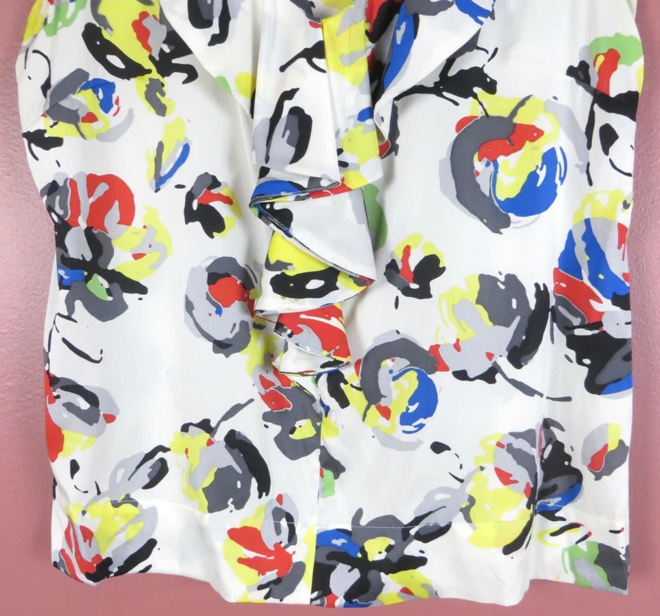 TB09460- Top HALOGEN Para Mujer Seda Sin Mangas Volantes Floral Talla SP Foto 4 de 4