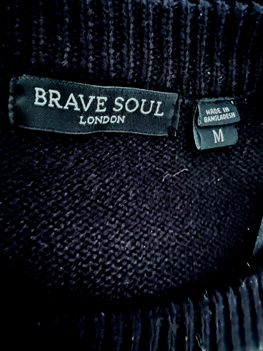 Brave Soul London sweater Dress Fine Knit black Sheath knee crewneck M - Picture 7 of 10