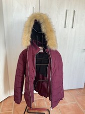 piumino da donna bordeaux caldo per inverno con cappuccio estraibile.