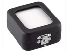 Gemstone Display Box Black Faux Leather Glass Lid Reversible Insert New In Box