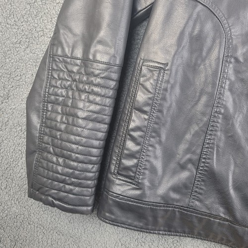 Rock & Republic Motorcycle Jacket Black Leather Mens 2XL Faux Full Zip Biker - Picture 10 of 14