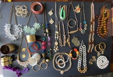Vtg Statement Jewelry BIG Mixed Costume Lot Large Bulk Bundle Crafts Gold Tones