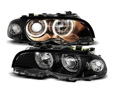 Headlights for BMW E46 1999 2000 2001 Coupe Cabrio Angel Eyes Black LHD RHD
