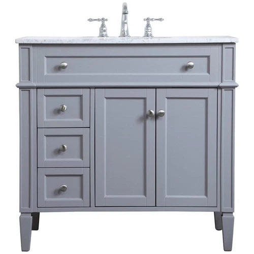 Elegant Decor Williams 36" Single Marble Top Bathroom Vanity in Gray - Picture 5 of 16