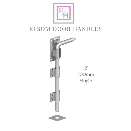12" 15" 18" 24" GALV HEAVY DUTY DROP BOLT DOOR GARAGE SHED SLIDING HASP BOLT - Picture 7 of 14