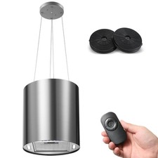 SNDOAS Inselhaube, Dunstabzugshaube Umluft 35cm mit 700m³/h Aktivkohlefilter, A+