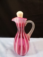 Fenton Cranberry Opalescent Glass New World Rib Optic Cruet w/ Stopper