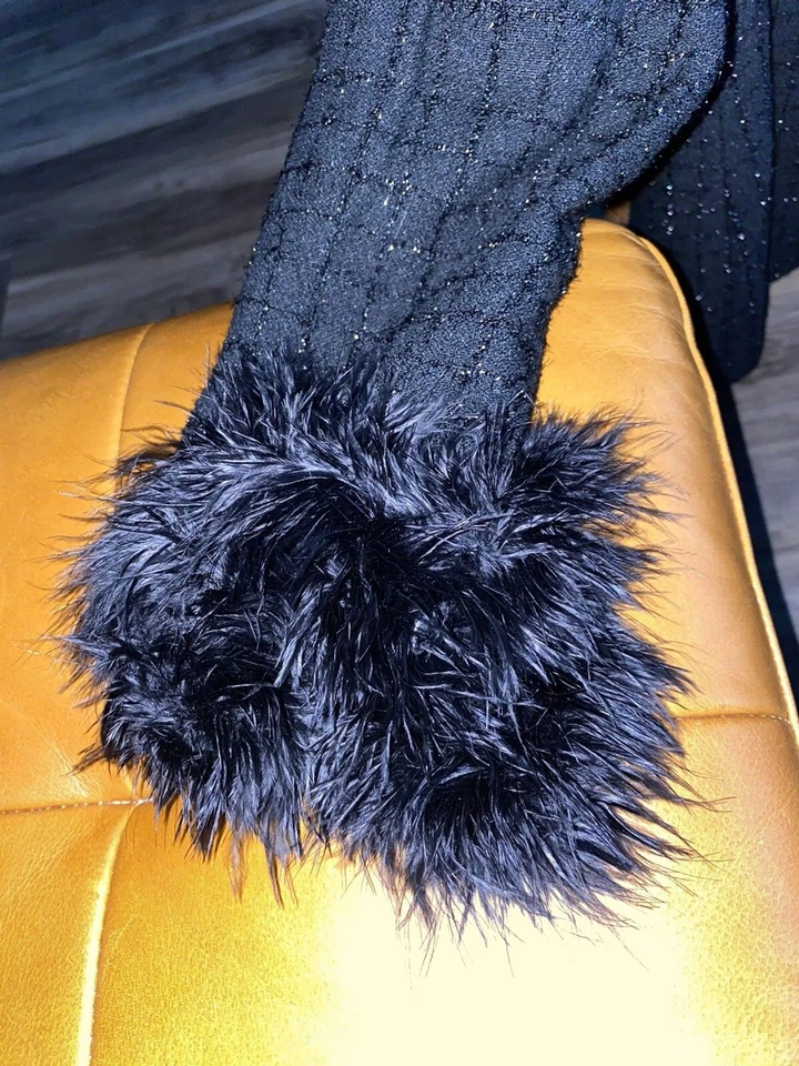 Blazer vintage con mangas de plumas de lentejuelas brillantes talla 10 Foto 4 de 4